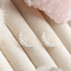 MINI DREAM LUNA STUDS - CUBIC ZIRCONIA & SILVER
