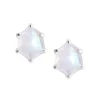 MINI HONOUR STUD EARRINGS - RAINBOW MOONSTONE & SILVER