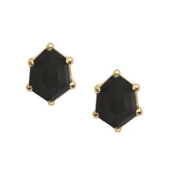 MINI HONOUR STUD EARRINGS - BLACK ONYX & GOLD