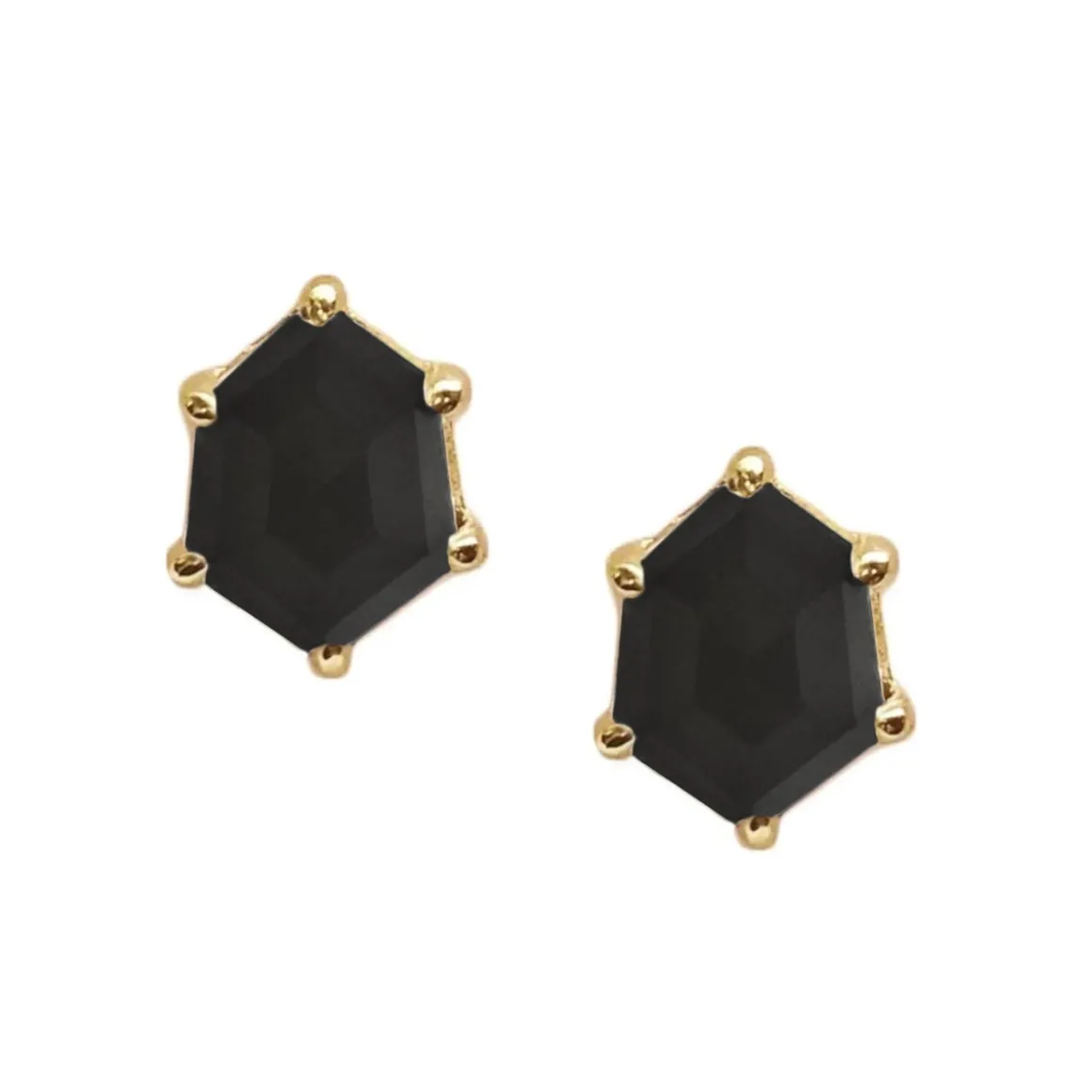 MINI HONOUR STUD EARRINGS - BLACK ONYX & GOLD