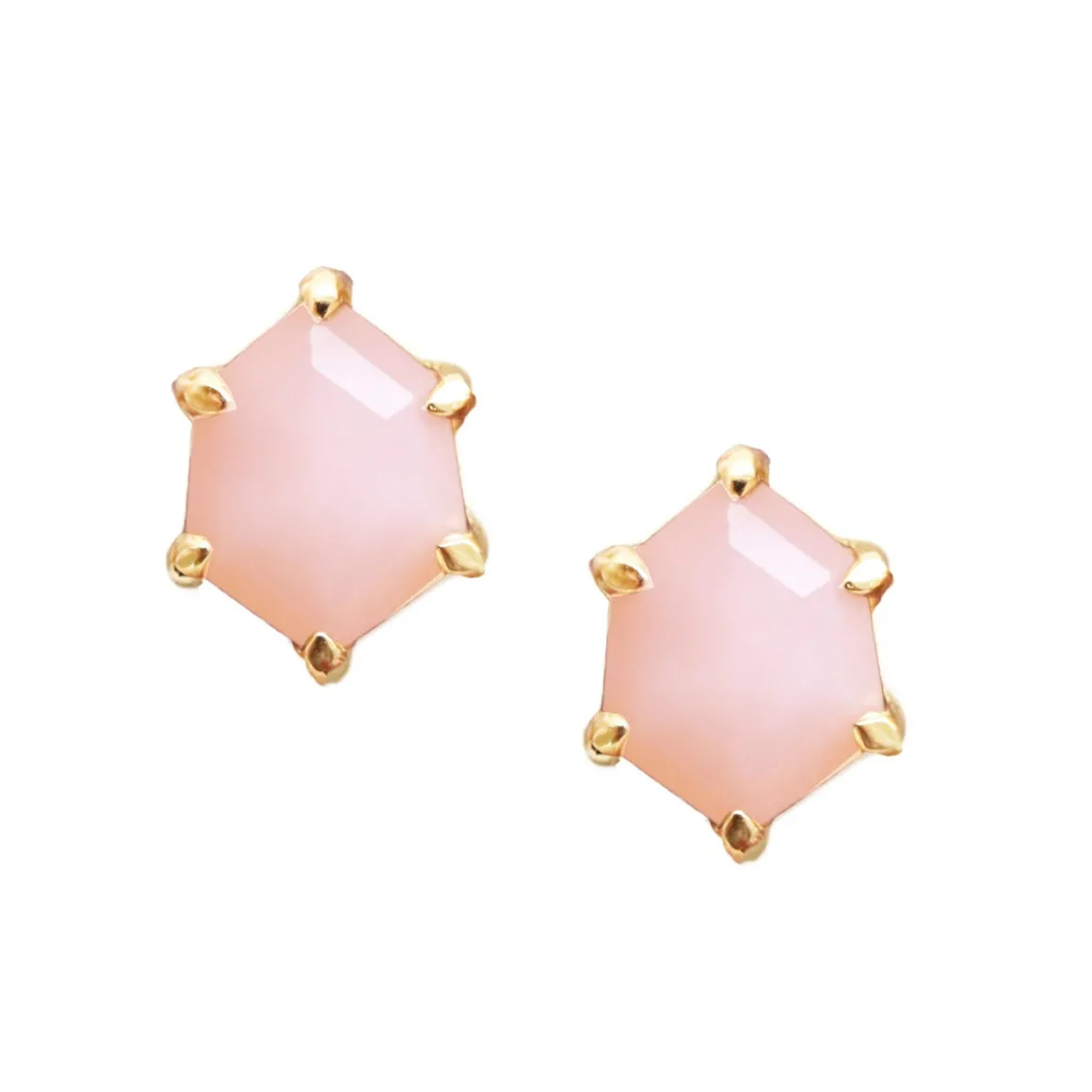 MINI HONOUR STUD EARRINGS - PINK OPAL & GOLD
