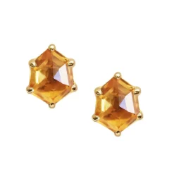 MINI HONOUR STUD EARRINGS - CITRINE & GOLD