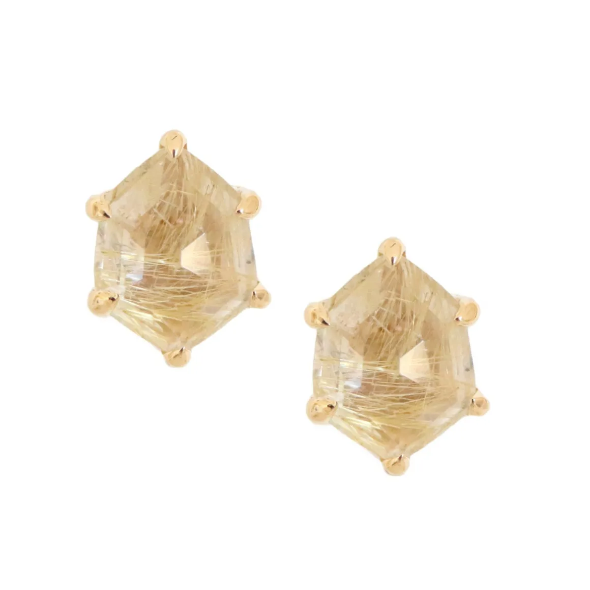 MINI HONOUR STUD EARRINGS - GOLDEN RUTILE QUARTZ & GOLD