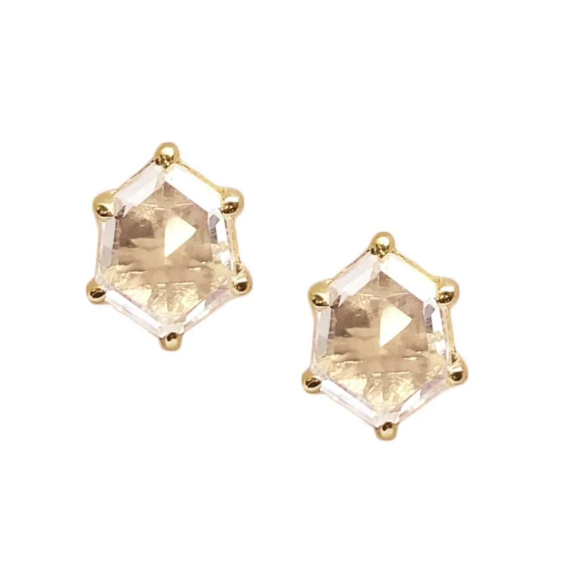 MINI HONOUR STUD EARRINGS - WHITE TOPAZ & GOLD