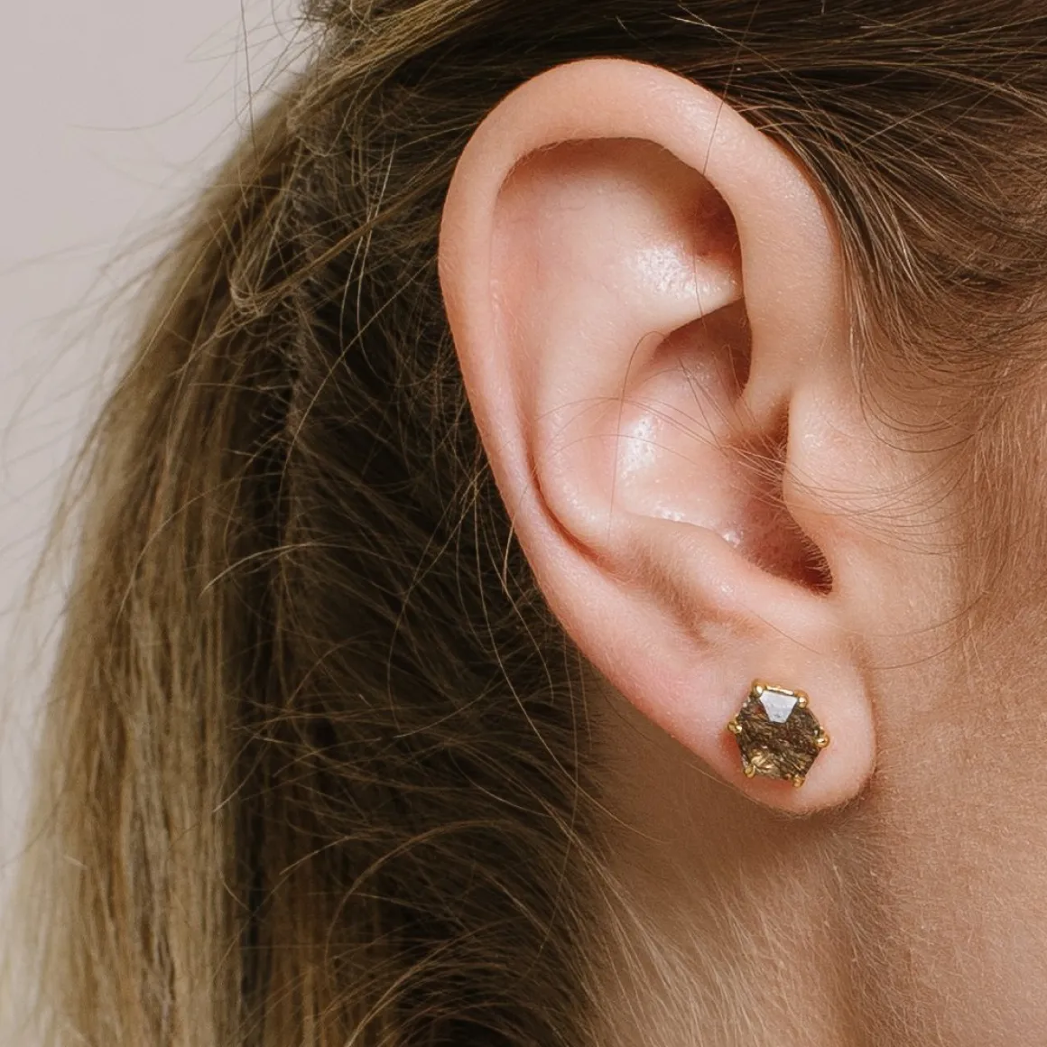 MINI HONOUR STUD EARRINGS - BLACK RUTILE QUARTZ & GOLD
