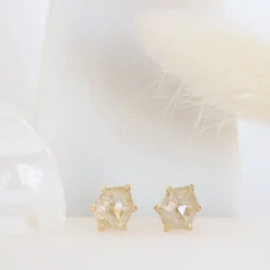 MINI HONOUR STUD EARRINGS - GOLDEN RUTILE QUARTZ & GOLD