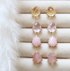 MINI HONOUR STUD EARRINGS - CITRINE & GOLD