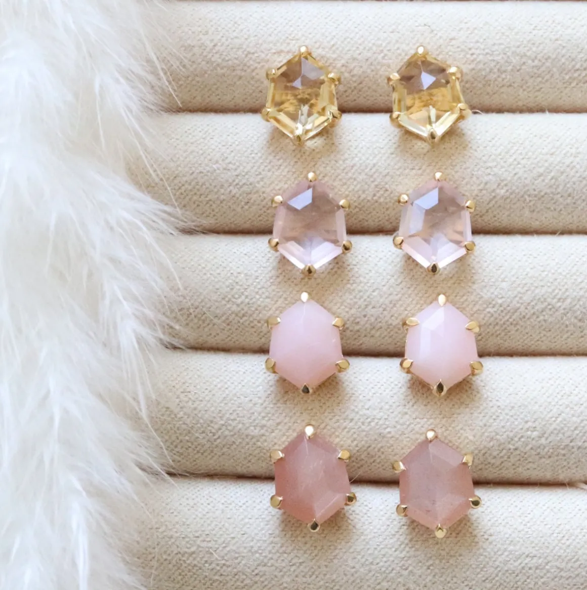 MINI HONOUR STUD EARRINGS - CITRINE & GOLD