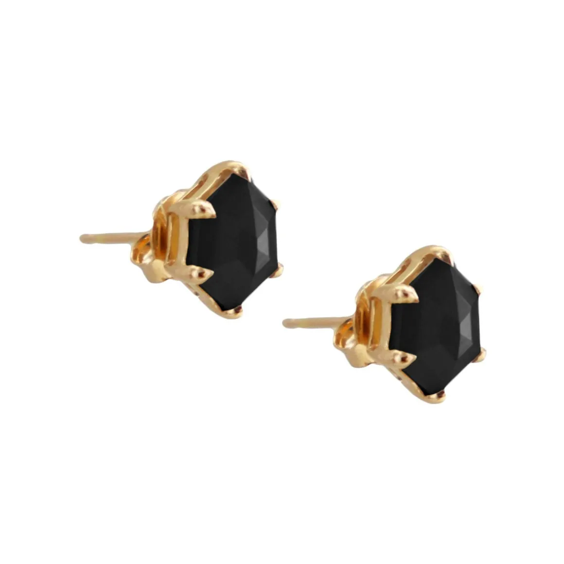 MINI HONOUR STUD EARRINGS - BLACK ONYX & GOLD