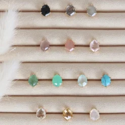 MINI HONOUR STUD EARRINGS - WHITE TOPAZ & GOLD