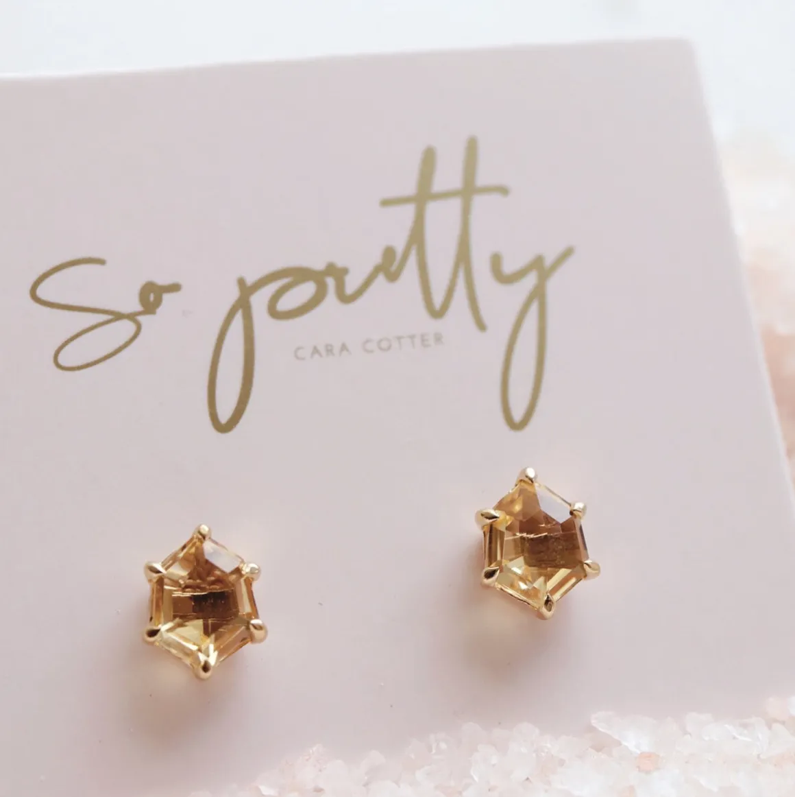 MINI HONOUR STUD EARRINGS - CITRINE & GOLD