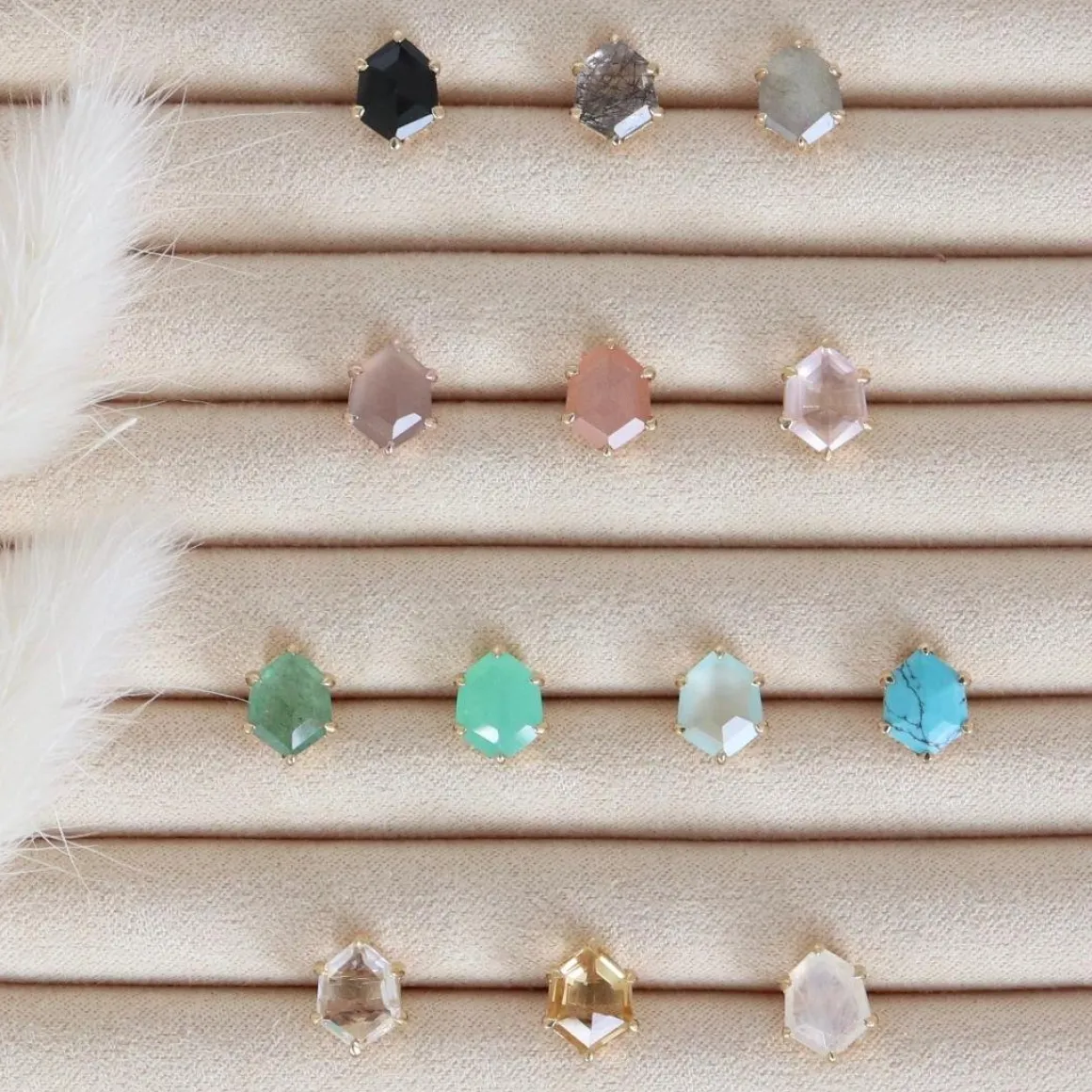 MINI HONOUR STUD EARRINGS - WHITE TOPAZ & GOLD