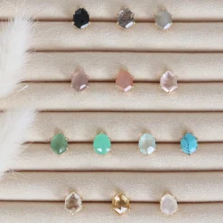 MINI HONOUR STUD EARRINGS - CITRINE & GOLD