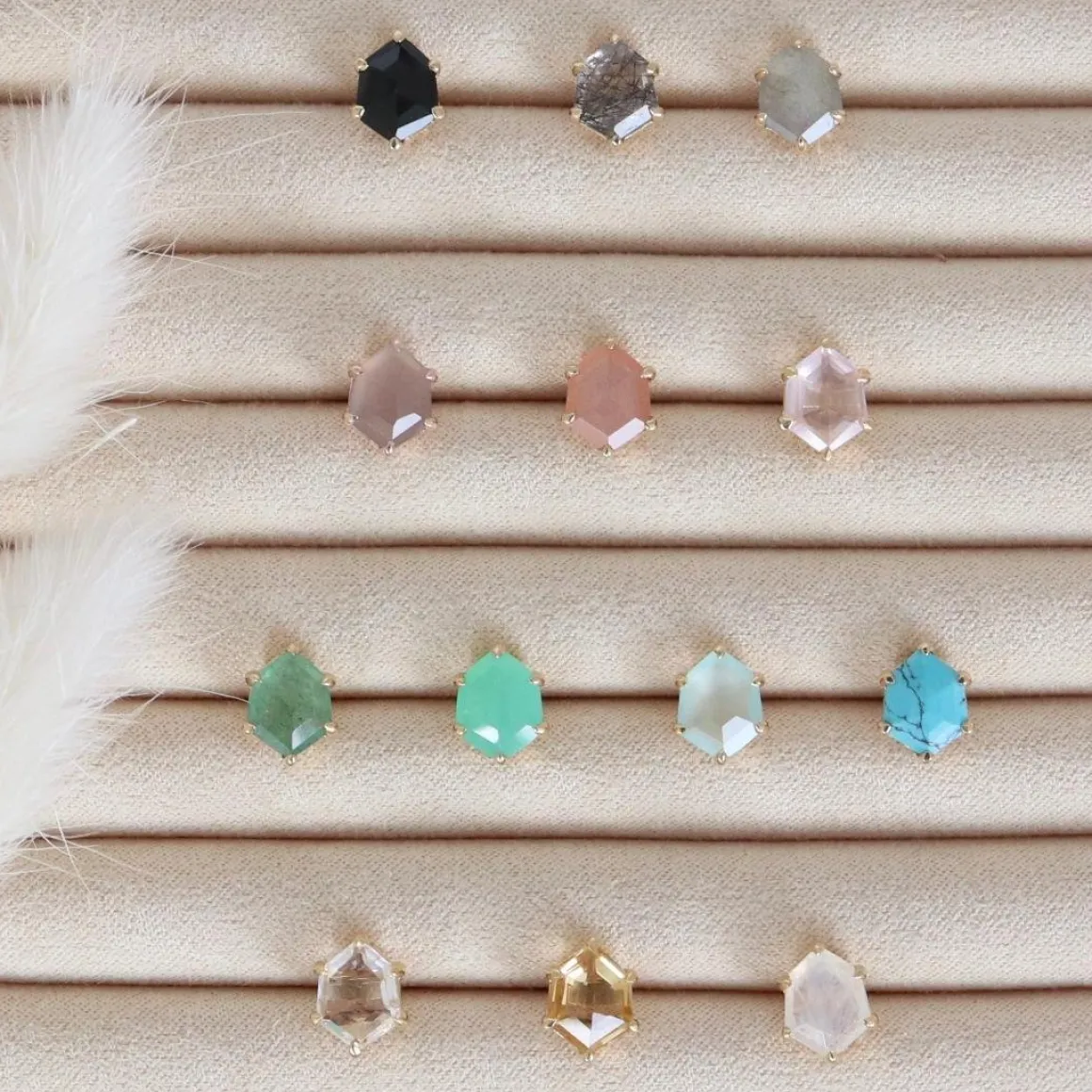 MINI HONOUR STUD EARRINGS - CITRINE & GOLD