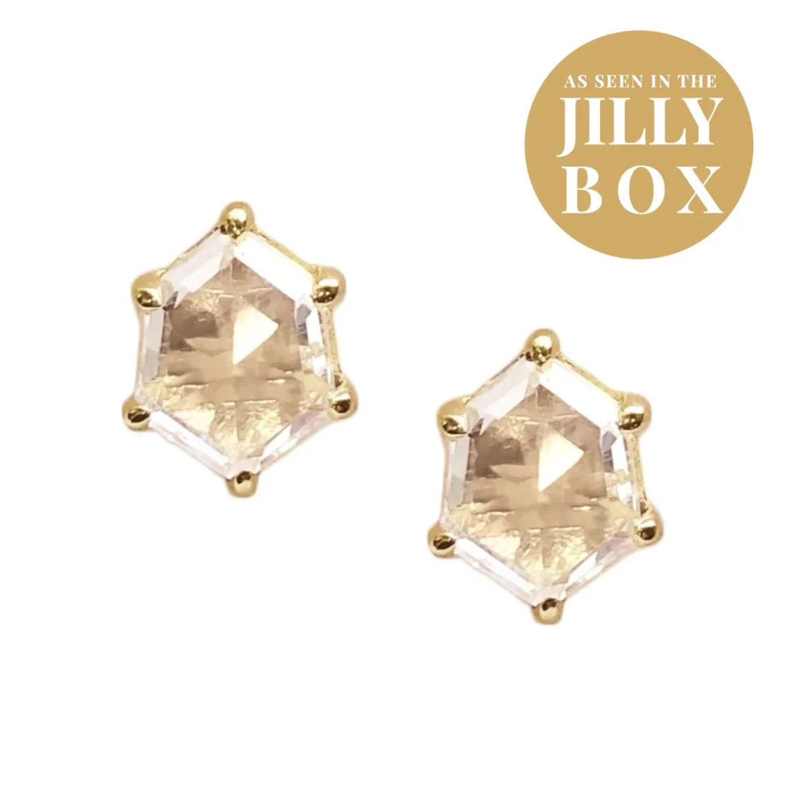 MINI HONOUR STUD EARRINGS - WHITE TOPAZ & GOLD