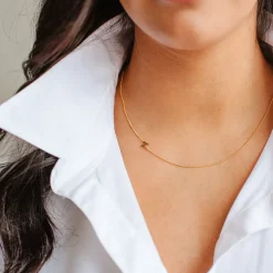 NOTABLE OFFSET INITIAL NECKLACE - I