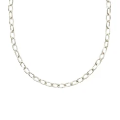 POISE HEAVY OVAL LINK NECKLACE - SILVER 15-18”