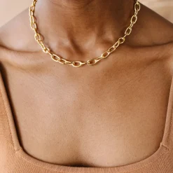 POISE HEAVY OVAL LINK NECKLACE - SILVER 15-18”