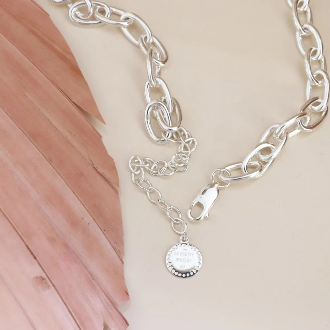 POISE HEAVY OVAL LINK NECKLACE - SILVER 15-18”