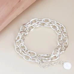 POISE HEAVY OVAL LINK NECKLACE - SILVER 15-18”