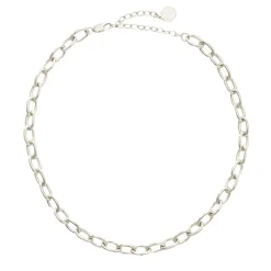 POISE HEAVY OVAL LINK NECKLACE - SILVER 15-18”