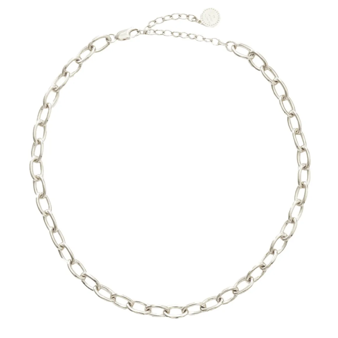 POISE HEAVY OVAL LINK NECKLACE - SILVER 15-18”