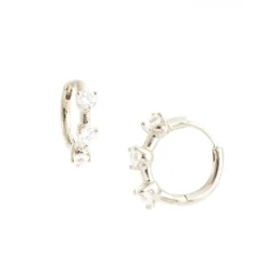 SCATTERED LOVE HUGGIE HOOPS - CUBIC ZIRCONIA & SILVER