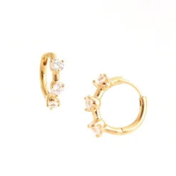 SCATTERED LOVE HUGGIE HOOPS - CUBIC ZIRCONIA & GOLD