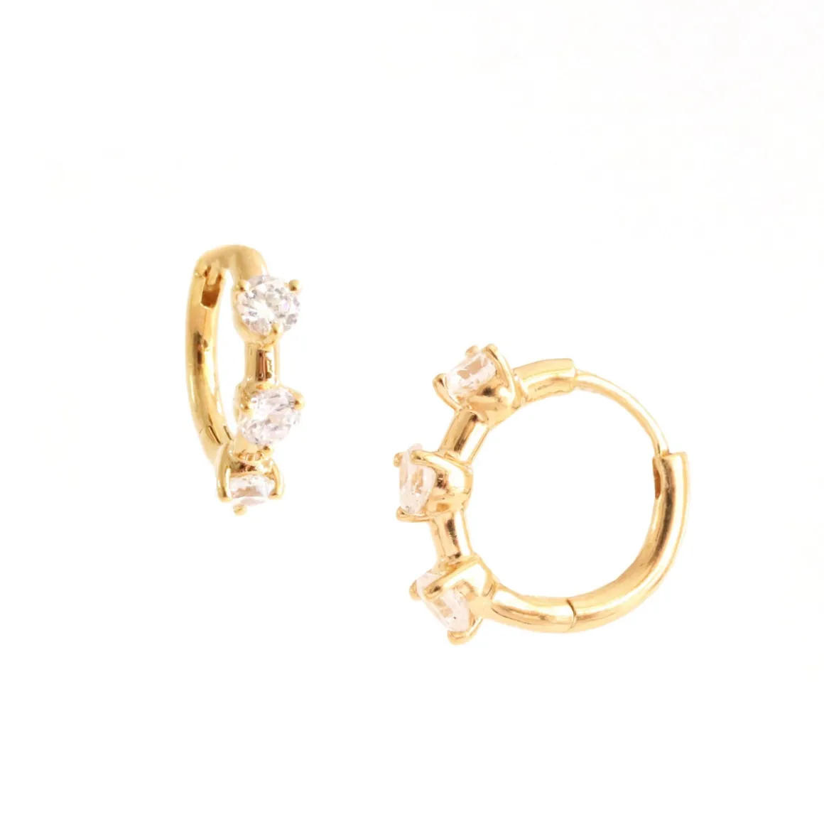 SCATTERED LOVE HUGGIE HOOPS - CUBIC ZIRCONIA & GOLD