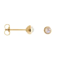 TINY PROTECT STUD EARRINGS - RAINBOW MOONSTONE & GOLD