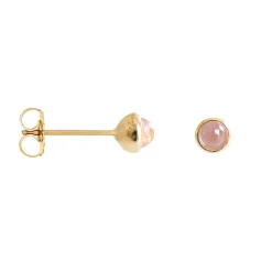 TINY PROTECT STUD EARRINGS - PINK QUARTZ & GOLD