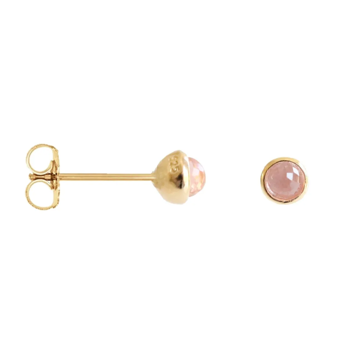 TINY PROTECT STUD EARRINGS - PINK QUARTZ & GOLD