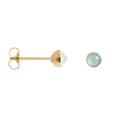 TINY PROTECT STUD EARRINGS - AQUA CHALCEDONY & GOLD