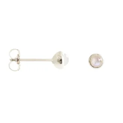 TINY PROTECT STUD EARRINGS - RAINBOW MOONSTONE & SILVER
