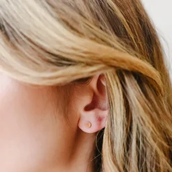 TINY PROTECT STUD EARRINGS - PINK QUARTZ & GOLD