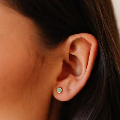 TINY PROTECT STUD EARRINGS - CHRYSOPRASE & GOLD
