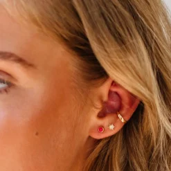 TINY PROTECT STUD EARRINGS - HOT PINK CHALCEDONY