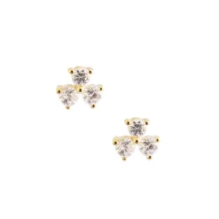 TINY TRIO LOVE STUDS - CUBIC ZIRCONIA & GOLD
