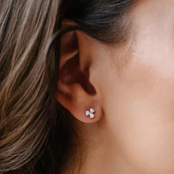TINY TRIO LOVE STUDS - CUBIC ZIRCONIA & SILVER