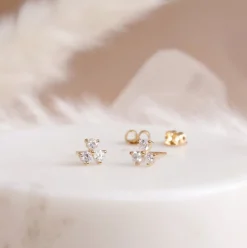 TINY TRIO LOVE STUDS - CUBIC ZIRCONIA & GOLD